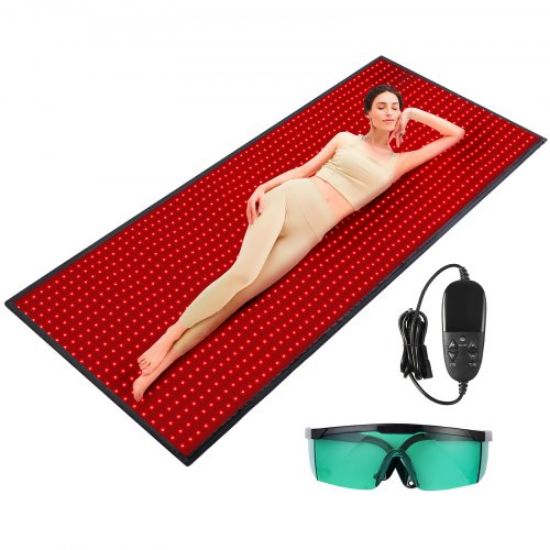 Picture of VEVOR Red Light Therapy Mat for Body, 400PCS 3-Chip LED Light Therapy Pad with Controller, 10Hz Pulse, 5-30 Min Timer, 660nm Red & 850nm Near Infrared Light Therapy Blanket for Pain Relief, Skin Healt