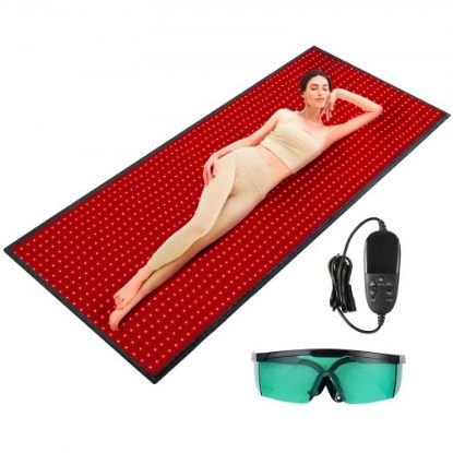 Picture of VEVOR Red Light Therapy Mat for Full Body, 1280PCS 3-Chip LED Light Therapy Pad & Controller, 10/40Hz Pulse, 10-90 Min Timer, 660nm Red & 850nm Near Infrared Light Therapy for Pain Relief, Skin Health