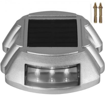 Picture of Solar Deck Lights with Swtich, Solar Driveway Lights LED Bright White, Dock Lights with Screw Outdoor Waterproof Flat for Boat, Marine, Lake, Warning