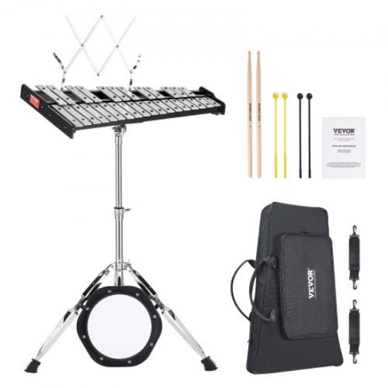 Picture of VEVOR 32 Note Glockenspiel Xylophone Bell Kit, Percussion Instrument with Mallets, Drum Sticks and Carrying Bag, Professional Glockenspiel Xylophone Percussion Instrument Set for Adults & Students