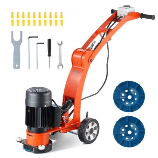 Picture of VEVOR Electric Concrete Floor Grinder 10" Walk-Behind Grinder 1.7HP Concrete Floor Polisher, 1300W Grinding Machine, 1720RPM Upgrade Brushless Motor Surfacing Grinder for Granite/Marble/Stones