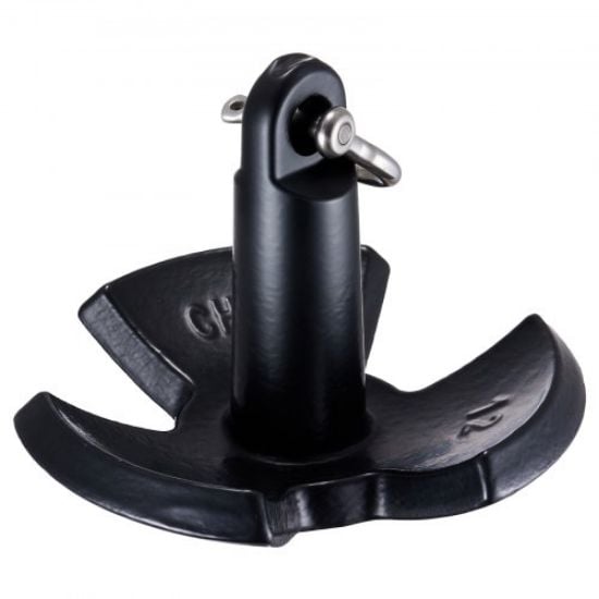 Picture of VEVOR River Anchor, 12 LBS Boat Anchor Cast Iron Black Vinyl-Coated with Shackle, Marine Grade Mushroom Anchor for Boats Up To 10 ft, Impressive Holding Power in River and Mud Bottom Lakes