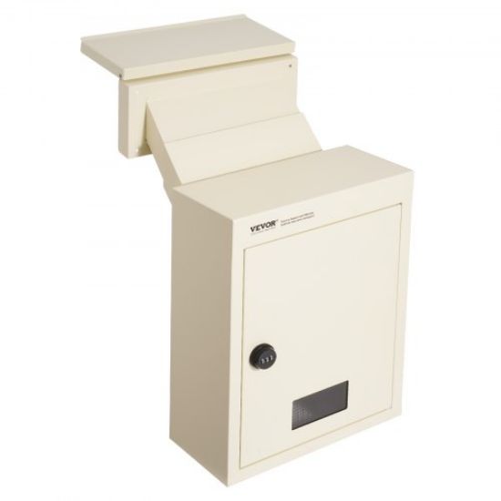 Picture of VEVOR Through The Wall Drop Box, Heavy Duty Steel Through the Wall Mailbox with 2.8-7.9" 13" Combination Lock, 12.5x6.3x16.9" Mail Drop Box, Beige