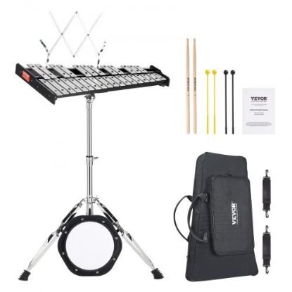 Picture of VEVOR 32 Note Glockenspiel Xylophone Bell Kit, Professional Percussion Instrument Set with Mallets, Drum Sticks, Music Stand, Adjustable Stand and Carrying Bag for Students & Adults