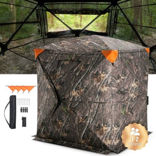 Picture of VEVOR Hunting Blind, 270° See Through Ground Blind, 2-3 Person Pop Up Deer Blind for Hunting with Carrying Bag, Portable Resilient Hunting Tent, One-Way See-Through Mesh for Turkey and Deer Hunting