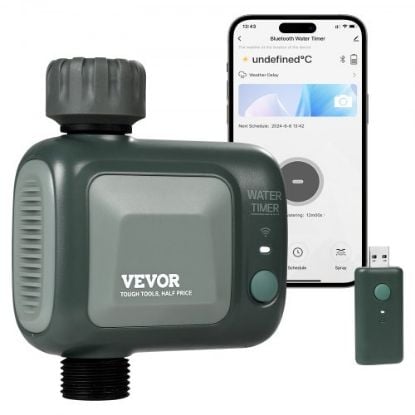 Picture of VEVOR Water Timer, 3 Outlets, Hose Watering Sprinkler Timer, with 3 Independent Watering Zone LCD Display Rain Delay Mode Manual Mode 360° Brass Inlet Metal Filter, IPX6 Waterproof for Yard Watering