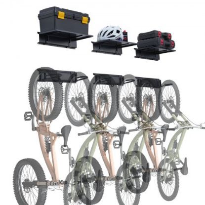 Picture of VEVOR Bike Storage Rack Wall Mount Garage Bike Holder & 2 Shelves for 4 Bicycles