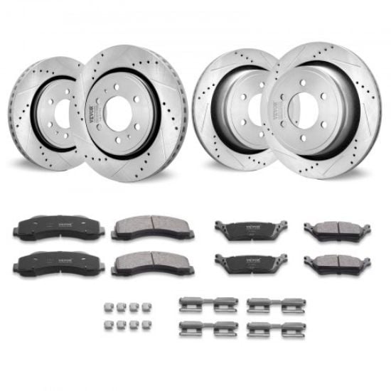 Picture of VEVOR Drilled Slotted Front&Rear Brake Rotors Pads Kit for 07-2017 Jeep Wrangler