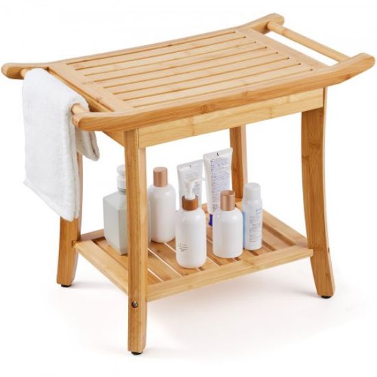 Picture of VEVOR Poly Lumber Shower Bench 21 x 14 x 18.5 in Shower Stool Chair for Bathroom