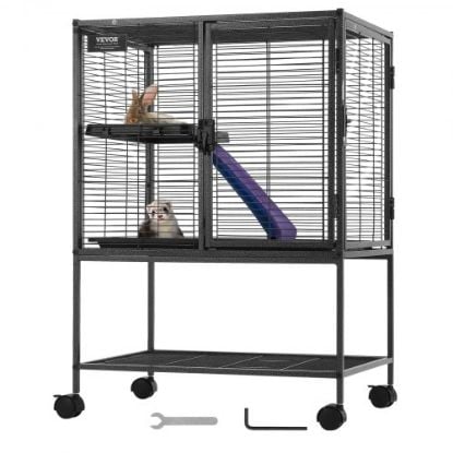 Picture of VEVOR 69" Metal Small Animal Cage 4-Tier Rolling Ferret Cage with Tray 3 Ramps