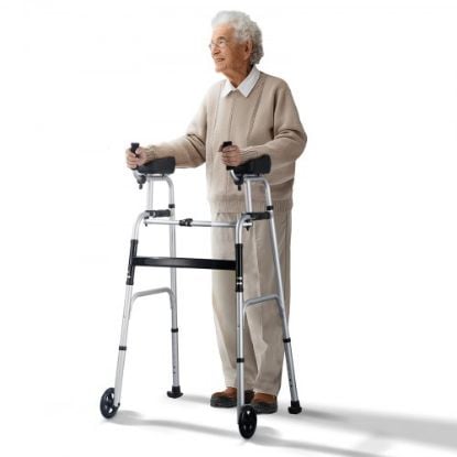 Picture of VEVOR 2 in 1 Folding Walker with Armrest Pads & 5" Solid Wheel Height Adjustable