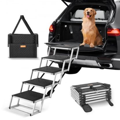 Picture of VEVOR Dog Stair for Cars 5-step Folding Dog Steps Aluminum Loads up to 150 lbs