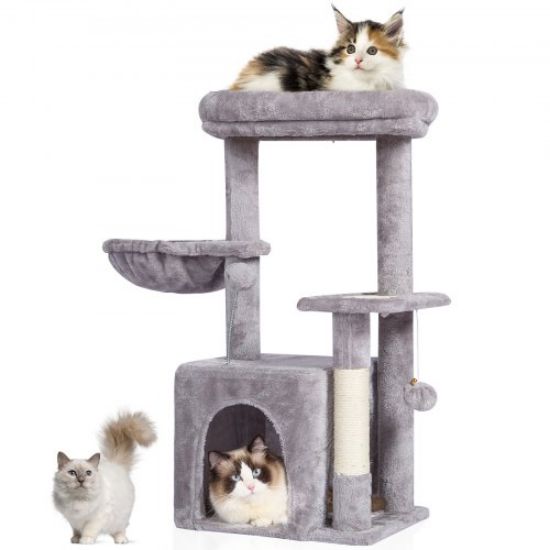 Picture of VEVOR Cat Tree 60.6" Cat Tower with Cat Condo Sisal Scratching Post Light Grey