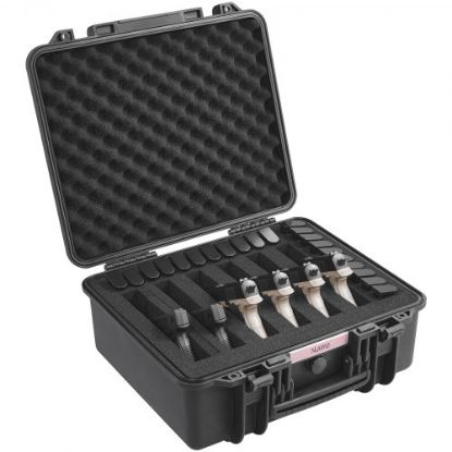 Picture of VEVOR Hard Pistol Cases with Pre-cut PU Foam, Waterproof & Dustproof Hard Gun Case for 1 Pistol, 19.3×17.1×8.3 in Lockable Pistol Case, Black