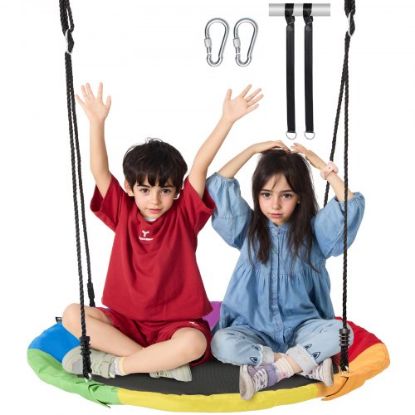 Picture of VEVOR Tree Swing 40In Saucer Swing 750lbs Weight Capacity 900D Oxford Multicolor