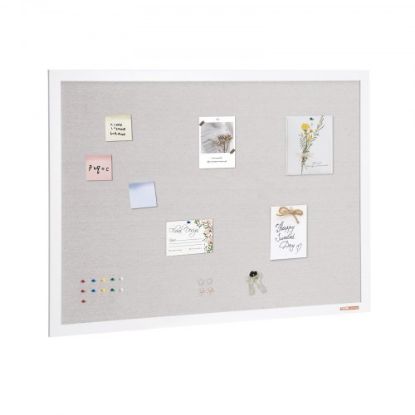 Picture of VEVOR 36"x24" White Cork Board with Linen Surface – Stylish Wall-Mounted Bulletin Board for Home, School, Office – Elegant & Functional Noticeboard