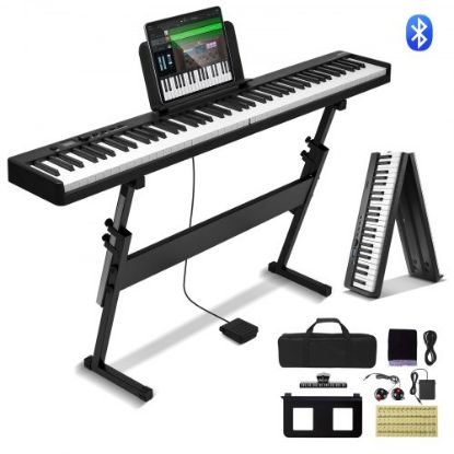 Picture of VEVOR 88 Key Folding Keyboard Piano Portable Foldable Piano Bluetooth MIDI White