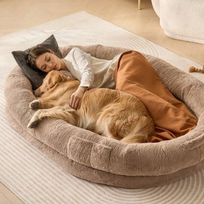 Picture of VEVOR Human Dog Bed 72x48x10in Large Human Size Dog Bean Bed Washable PV Velvet