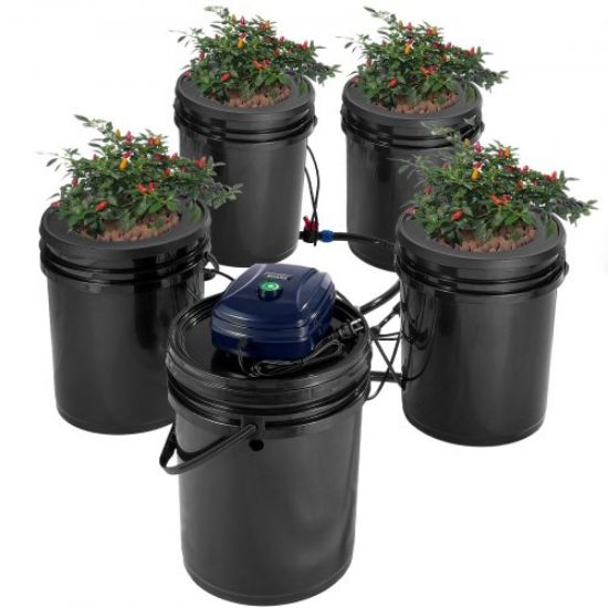 Picture of VEVOR RDWC Hydroponics System Recirculating Deep Water Culture 4 Buckets 5 Gal