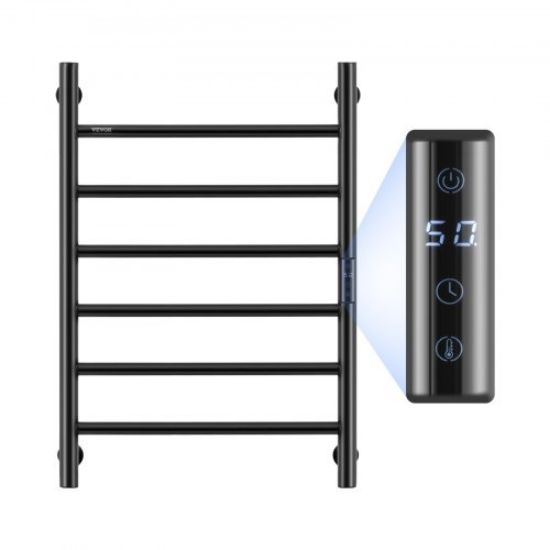 Picture of VEVOR Towel Warmer Heated Towel Bar-Rack - Nopwer Bathroom Wall Mounted Electric Towel Drying Plug-in Matte  Black 4 Bars