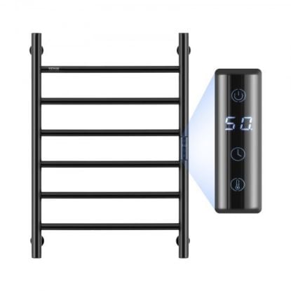 Picture of VEVOR Towel Warmer Heated Towel Bar-Rack - Nopwer Bathroom Wall Mounted Electric Towel Drying Plug-in Matte Black 6 Bars