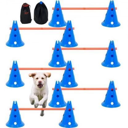 Picture of VEVOR Dog Agility Training Equipment 5 PCS Set Upgrade w/ Hurdles Extended Tunnel