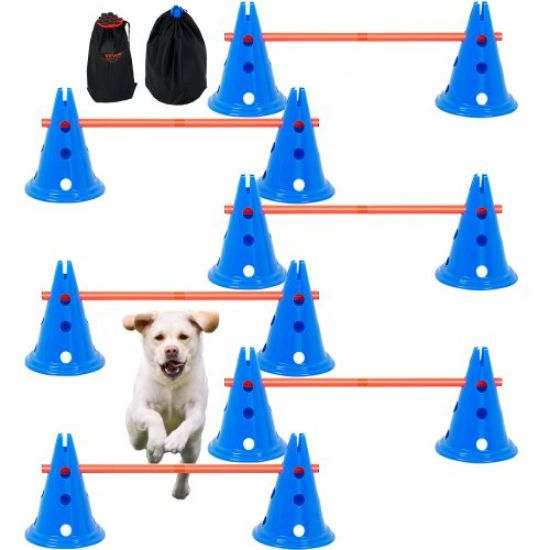 Picture of VEVOR Dog Agility Training Equipment 5 PCS Set Upgrade w/ Hurdles Extended Tunnel