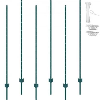 Picture of VEVOR 5 Feet Fence Post 10 Pack T-Post Heavy Duty Metal Fence Posts Green