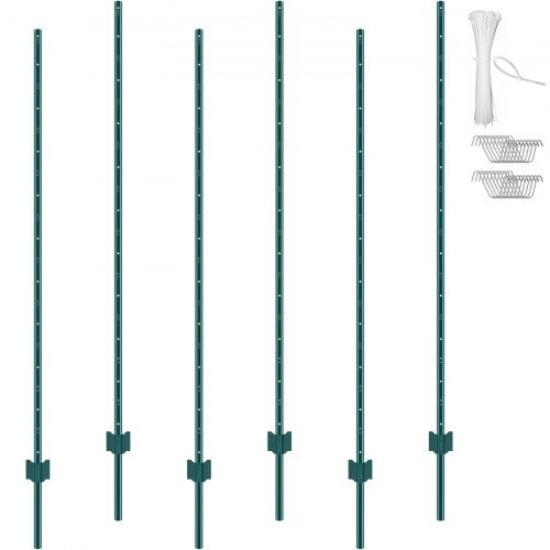 Picture of VEVOR 5 Feet Fence Post 10 Pack T-Post Heavy Duty Metal Fence Posts Green