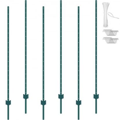 Picture of VEVOR 4 Feet Fence Post 10 Pack T-Post Heavy Duty Metal Fence Posts Green