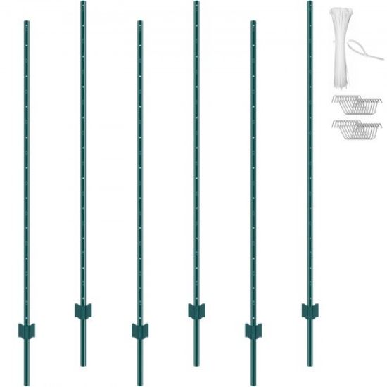 Picture of VEVOR 4 Feet Fence Post 10 Pack T-Post Heavy Duty Metal Fence Posts Green