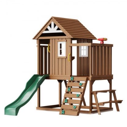 Picture of VEVOR Outdoor Wooden Playhouse Kids Garden Games Cottage with Door Window Sink