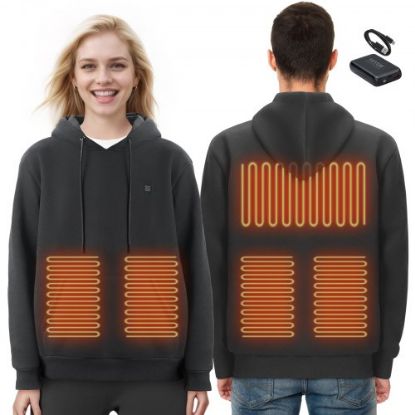 Picture of VEVOR Heated Hoodie Sweatshirt Unisex with Battery for Men & Women M Size Black