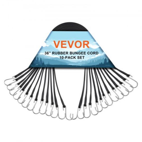 Picture of VEVOR 12 Pcs Bungee Cords with Hooks 32 In Heavy Duty Bungee Straps 8 mm Black