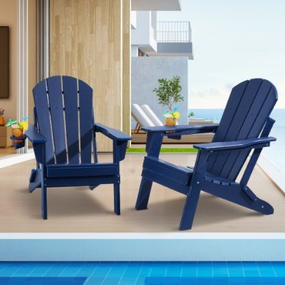 Picture of VEVOR Adirondack Chair Plastic Set of 2 All-Weather Folding Fire Pit White