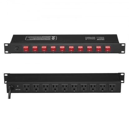 Picture of VEVOR 19" 1U PDU 8 Outlets Rack Mount Power Strip Surge Overload Protection