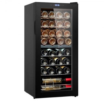 Picture of VEVOR 33-Bottle Wine Cooler Dual Zone Freestanding Refrigerator with LED Light