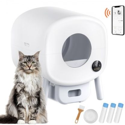 Picture of VEVOR 65L Self Cleaning Cat Litter Box with Odor Removal APP Control Sensor Gray