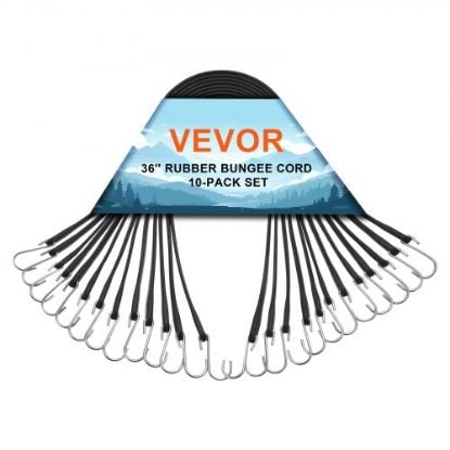 Picture of VEVOR 50 Pcs Flat Bungee Cord Set 19.8 mm Heavy Duty Bungee Straps with S-Hook