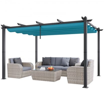 Picture of VEVOR 10'x10' Outdoor Retractable Pergola with Sun Shade Canopy Aluminum Gray