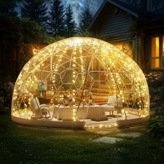 Picture of VEVOR 12FT Dome Bubble Tent Outdoor House Camping Shelter w/ Transparent Window