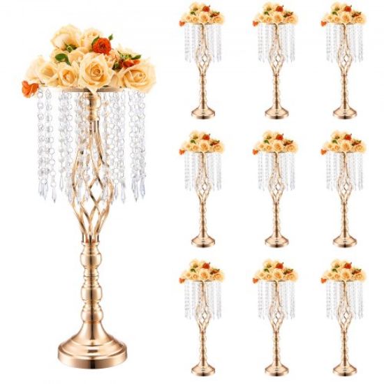 Picture of VEVOR 10PCS 16cm/6.3” Wedding Flower Vase Metal Gold Floral Stand for Table