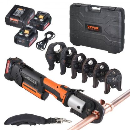 Picture of VEVOR Pro Press Tool Pipe Crimping Kit Press Tool Battery Kit with 6 Jaws