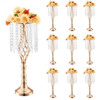 Picture of VEVOR 2PCS 56cm/22.05” Tall Wedding Flower Vase Metal Gold Trumpet for Tables