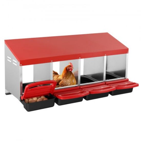 Picture of VEVOR 3-Compartment Chicken Nest Box Mental Box with Inclined Nesting Boxes