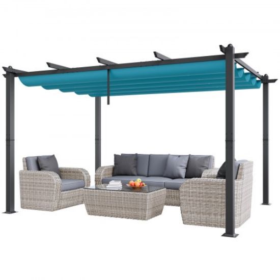 Picture of VEVOR 10'x13' Outdoor Retractable Pergola with Sun Shade Canopy Aluminum Bule