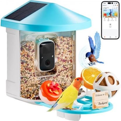 Picture of VEVOR Smart Bird Feeder with Camera 2K HD AI Identify Bird Species Solar-Powered