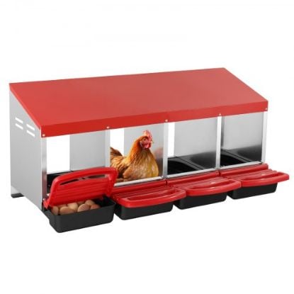 Picture of VEVOR 4-Compartment Chicken Nest Box Mental Box with Inclined Nesting Boxes