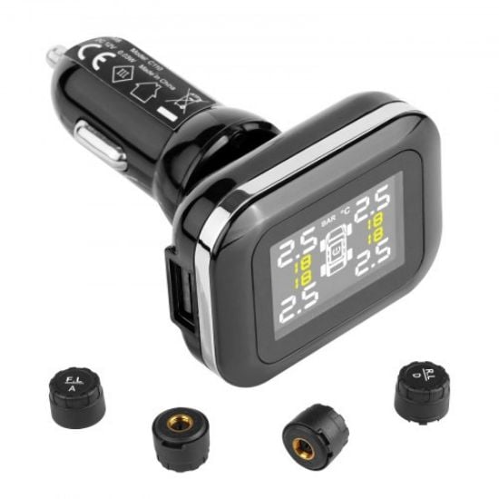 Picture of VEVOR RV Tire Pressure Monitoring System Real Time Solar Trailer TPMS 4 Sensors