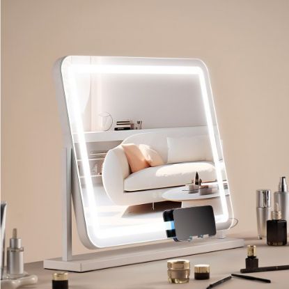 Picture of VEVOR Lighted Makeup Mirror 3 Color Vanity w/ USB Desktop Wall-mount 31.5x21.7in